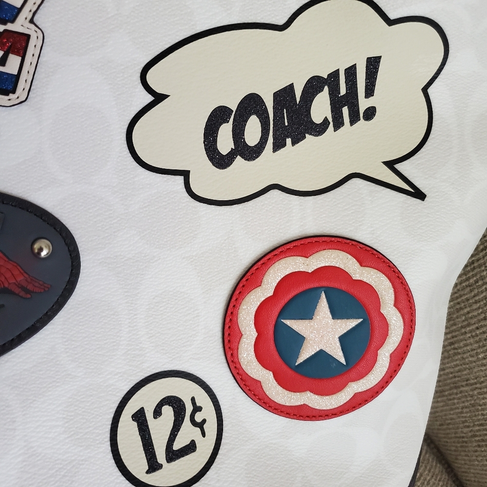 COACH X MARVEL Patches Tote Chalk White - Picture 9 of 12